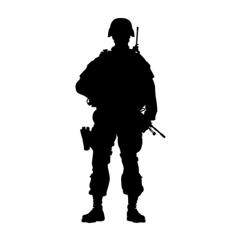 AI generated Silhouette Army Man Soldier full body black color png