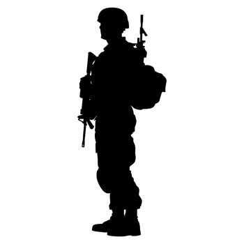 AI generated Silhouette Army Man Soldier full body black color png