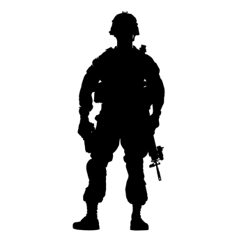AI generated Silhouette Army Man Soldier full body black color png