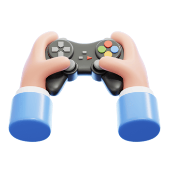Hand holding a gamepad isolated. 3d rendering. png