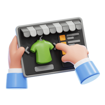 A hand choosing product on marketplace 3d illustration. Online shopping concept 3d icon isolated. png