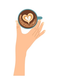 Woman hand holding cup with coffee isolated vector