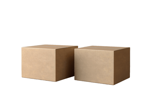 AI generated two cardboard boxes on a transparent background png