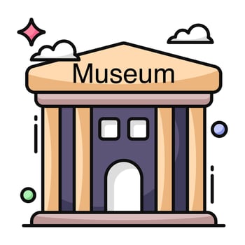 A flat design icon of museum building vector