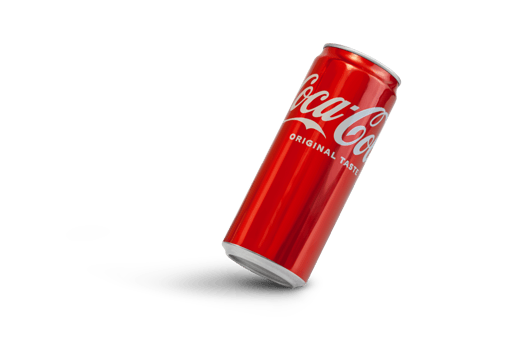 Aluminum can of Cola view from an angle on a transparent background png