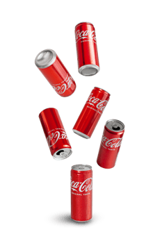 Aluminum can of Coca-Cola with water drops isolated on transparent background png