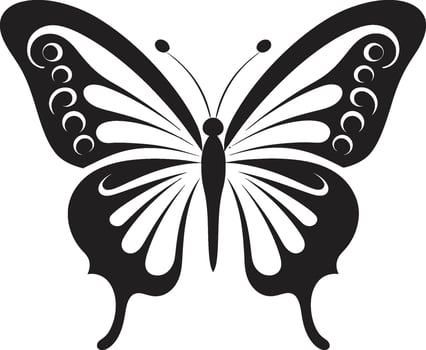 Nightfall Noir Black Butterfly Symbol Design Midnight Mosaic Vector Butterfly Logo in Black