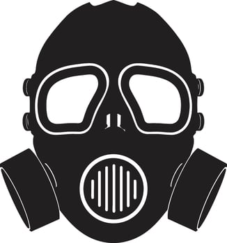 Midnight Shield Black Gas Mask Icon Design Shadowed Protector Vector Gas Mask Emblem Design