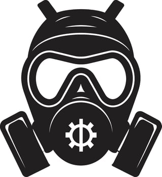 Noir Defender Black Gas Mask Logo Icon Dark Guardian Vector Gas Mask Emblem Design