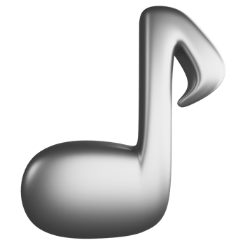 Quaver or eighth note metallic silver clipart flat design icon isolated on transparent background, 3D render entertainment and music concept png