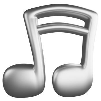 Two sixteenth notes metallic silver clipart flat design icon isolated on transparent background, 3D render entertainment and music concept png