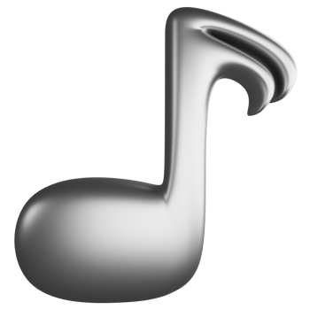 Semiquaver or sixteenth note metallic silver clipart flat design icon isolated on transparent background, 3D render entertainment and music concept png