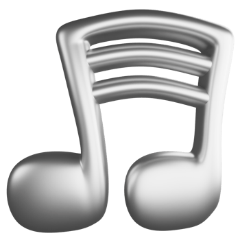 Two thirty second notes metallic silver clipart flat design icon isolated on transparent background, 3D render entertainment and music concept png