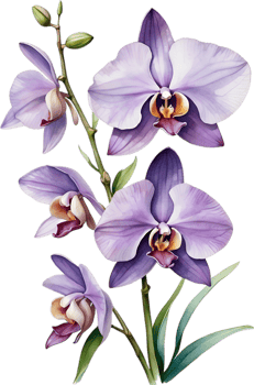 AI generated Watercolor painting of Zygopetalum Orchid flower. Illustration of flowers. AI-Generated. png