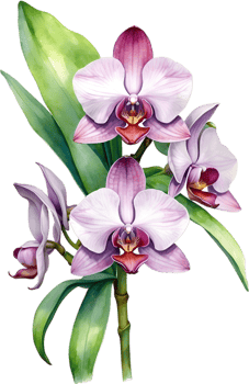 AI generated Watercolor painting of Zygopetalum Orchid flower. Illustration of flowers. AI-Generated. png