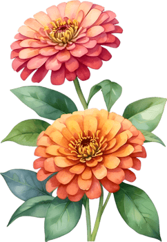 AI generated Watercolor painting of Zinnia flower. Illustration of flowers. AI-Generated. png