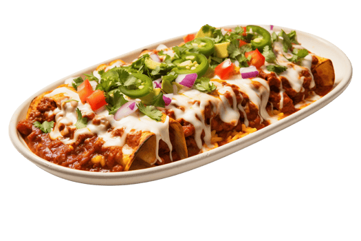 AI generated Savory Beef Enchiladas Plated on Transparent Background png