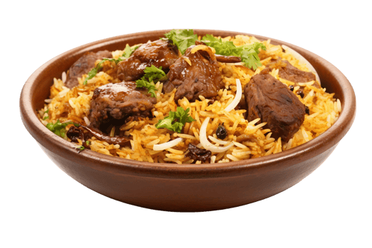 AI generated Delicious Lamb Biryani Bowl on Transparent Background png