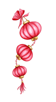 Watercolor illustration of red Chinese lanterns. Holiday, celebration, New Year. Ideal for t-shirts, cards, prints. Isolated. drawn by hand. png
