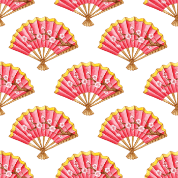 Watercolor illustration of red Chinese fan pattern. Holiday, celebration, New Year, tradition. Ideal for t-shirts, cards, prints. Isolated. drawn by hand. png