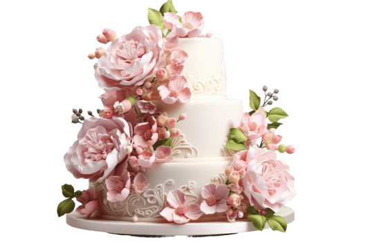 AI generated Floral Wedding Cake on Transparent background png
