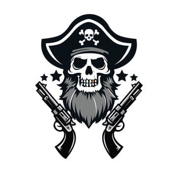 head skull pirates and guns illustration vector
