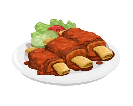 Grilled Ribs Bbq Food Illustration Vector