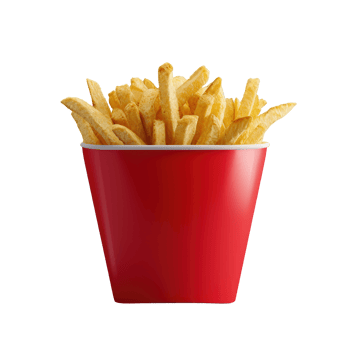 AI generated French fries in bucket Isolated on white background png