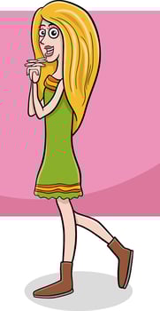 cartoon cute young woman or girl character vector