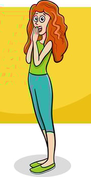 cartoon funny young woman or girl comic character vector