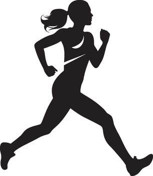 Speedy Woman Runner Seal Agile Runner Girl Emblem vector