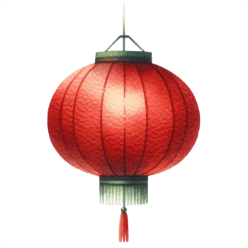 AI generated Watercolor Red Chinese Lantern Isolated png