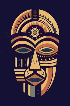 African tribal mask wall art vector illustration, tribal masks for frame art