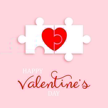 Happy Valentine's Day background with connecting puzzle pieces and heart vector