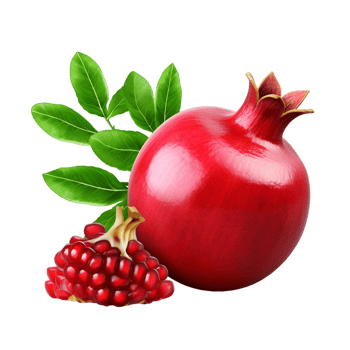 AI generated Pomegranate with green leaves isolated on transparent background png