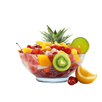 AI generated Realistic Fruits In Glass Bowl On Transparent Background png