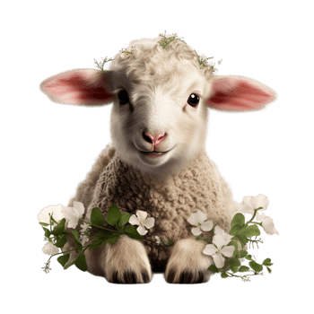 AI generated Happy lamb in the meadow on transparent background png