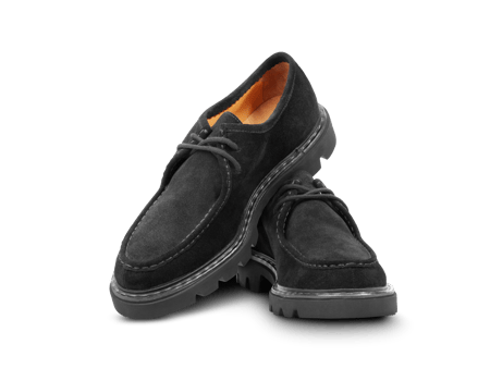 Black suede shoes with laces isolated on a transparent background png