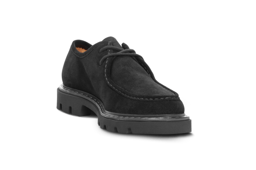 Black suede shoes with laces isolated on a transparent background png