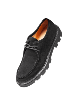 Black suede shoes with laces isolated on a transparent background png