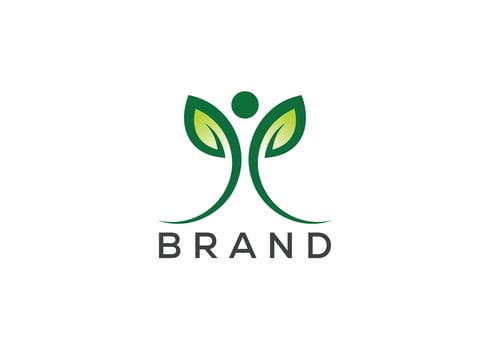 Organic leaf man logo vector. Nature man and eco life logo. Healthcare logo design vector template