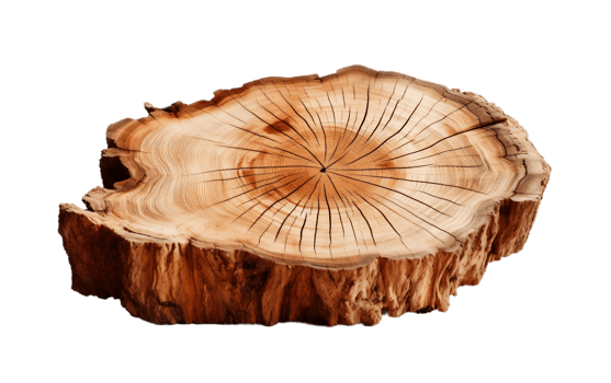 Slice of Tree Trunk on White Transparent Background png