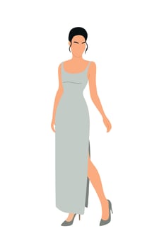 Stylish young woman wearing evening dress . vector