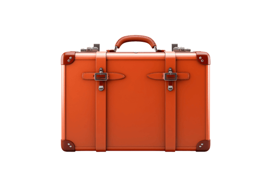 AI generated Elegant Suitcase on Transparent Background in Orange png