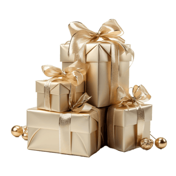 AI generated Gift Boxes with Golden Ribbon on Transparent Background png