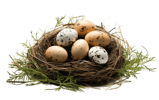 AI generated Bird Nest and Eggs on Transparent Background png