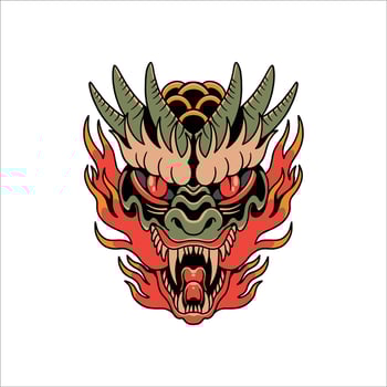 fire dragon tattoo vector design