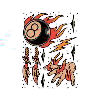 bad guy set tattoo vector design