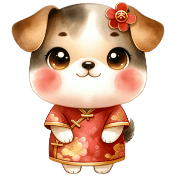 AI generated Watercolor Illustration of Dog Chinese Zodiac AI Generative png