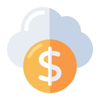 Dollar coin with cloud symbolizing concept of cloud money vector